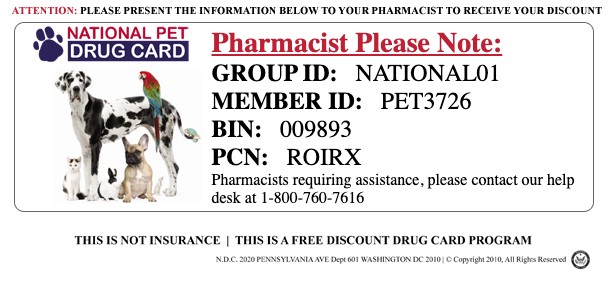 prescription discount card for pets